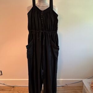 Anthropologie Black Comfy Jumpsuit with Adjustable Straps and Baggy Design
